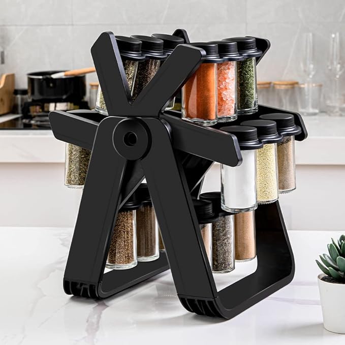 ɢᴜʟꜰʟᴜx™ 18 Jar Rotating Spice Jar – طقم بهارات دوار 18 برطمان
