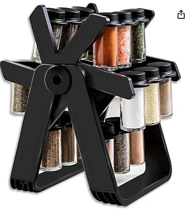 ɢᴜʟꜰʟᴜx™ 18 Jar Rotating Spice Jar – طقم بهارات دوار 18 برطمان