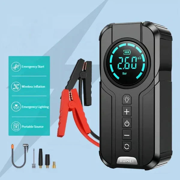 ɢᴜʟꜰʟᴜx™Jump Starter With Air Pump هيكساليفينغ™ جهاز تشغيل البطارية مع منفاخ هواء